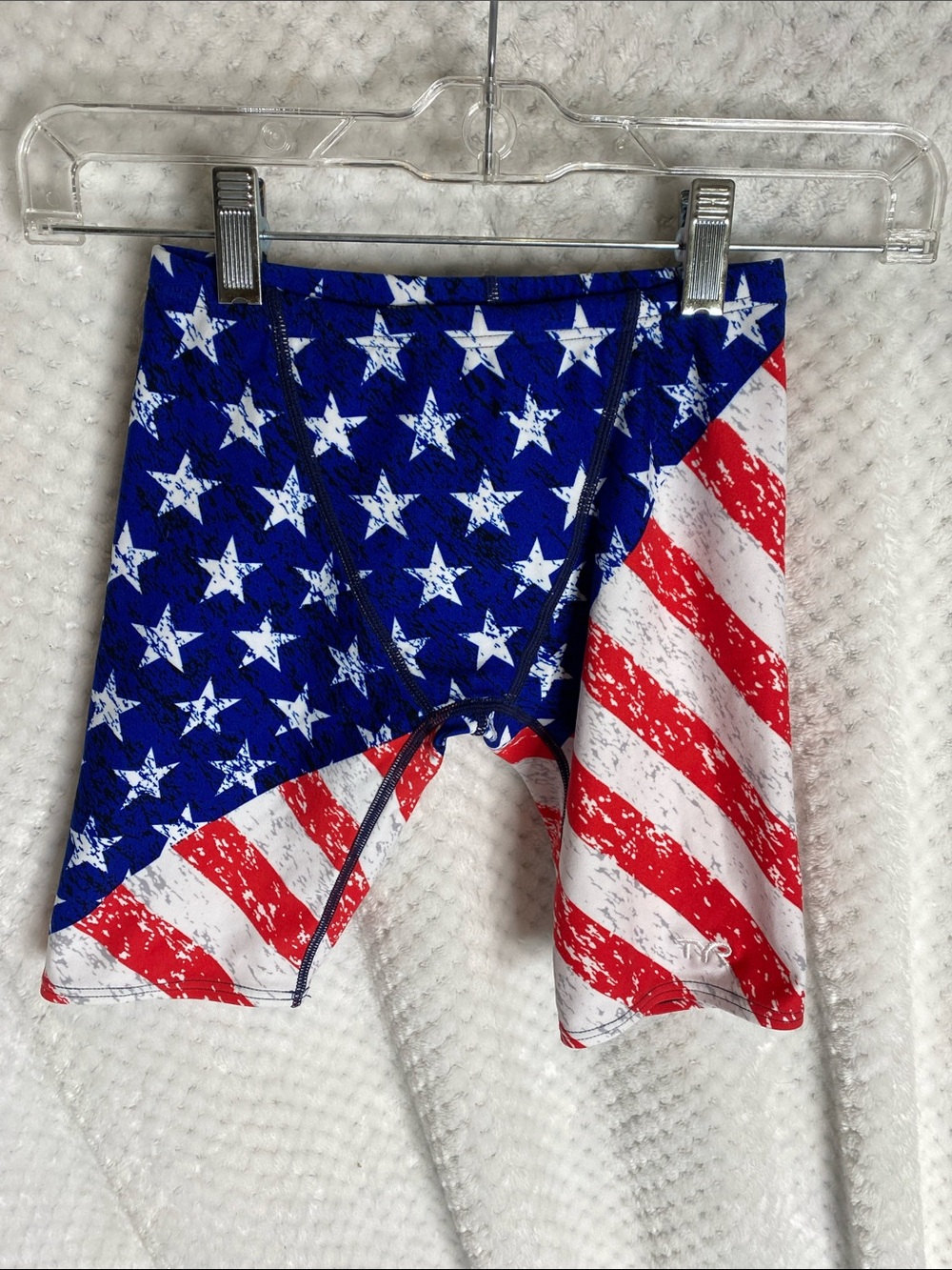 TYR boys Patriotic American Flag Swim Shorts - Red, White & Blue